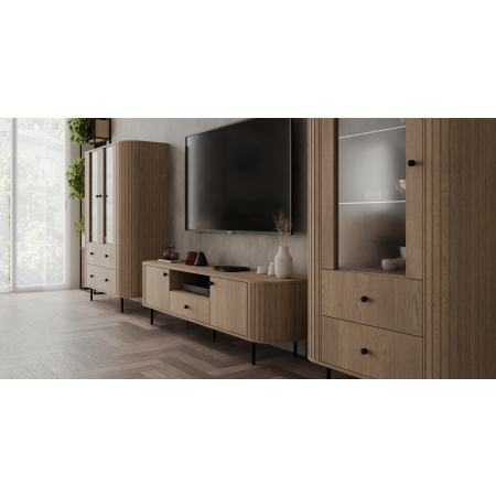 Witryna szeroka zaokrąglone boki frez front 122 OLIVO dąb cremona